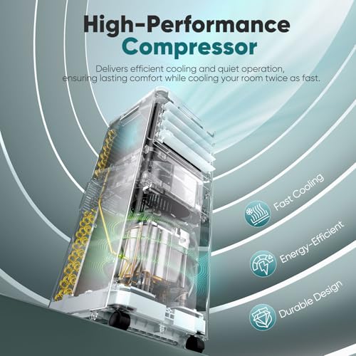 Air Conditioning Unit, 9000 BTU Portable Air Conditioner with 4-In-1 Cooling & Dehumidifier & Cooling Fan, Powerful Mobile AC Unit with Remote Control, 24H Timer & Window Kit for Rooms Up to 269sq.ft - Image 4