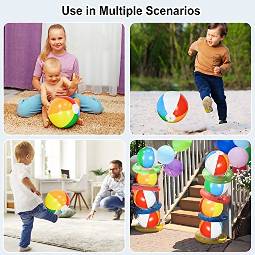 Inflatable Beach Balls [14 Pack], Beach Balls Bulks 12 Inch Swimming Pool Ball Water Beach Toys For Kids Adult Summer Beach Party Supplies, Small Beach Ball 8.6 '' To 12 '' From Blow Up To Deflated #TOP6