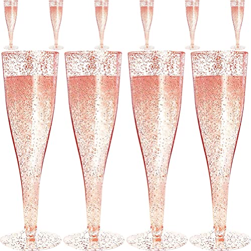 Gadpiparty 10pcs Plastic Flutes Glitter Plastic Toasting Glasses Glasses Disposable Wedding Party Cocktail Cups for Parties Mimosa Wedding