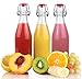 Estilo Swing Top Clear Glass Bottles,16oz Set of 6 Easy Cap Clear Bottles with Stoppers, Flip Top Glass Bottles to Store Home Brews, Oils, Vinaigrettes, Wines, Beer, Teas, Limoncello