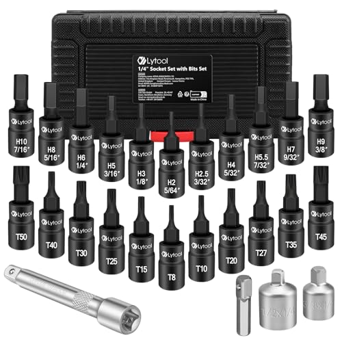 Lytool Jeux de Douilles Multiples, Douille Hexagonale Torx Socket, Adaptateur 1/2'' 1/4'' 3/8'', pour Clés Dynamométriques et Perceuse Électrique,...