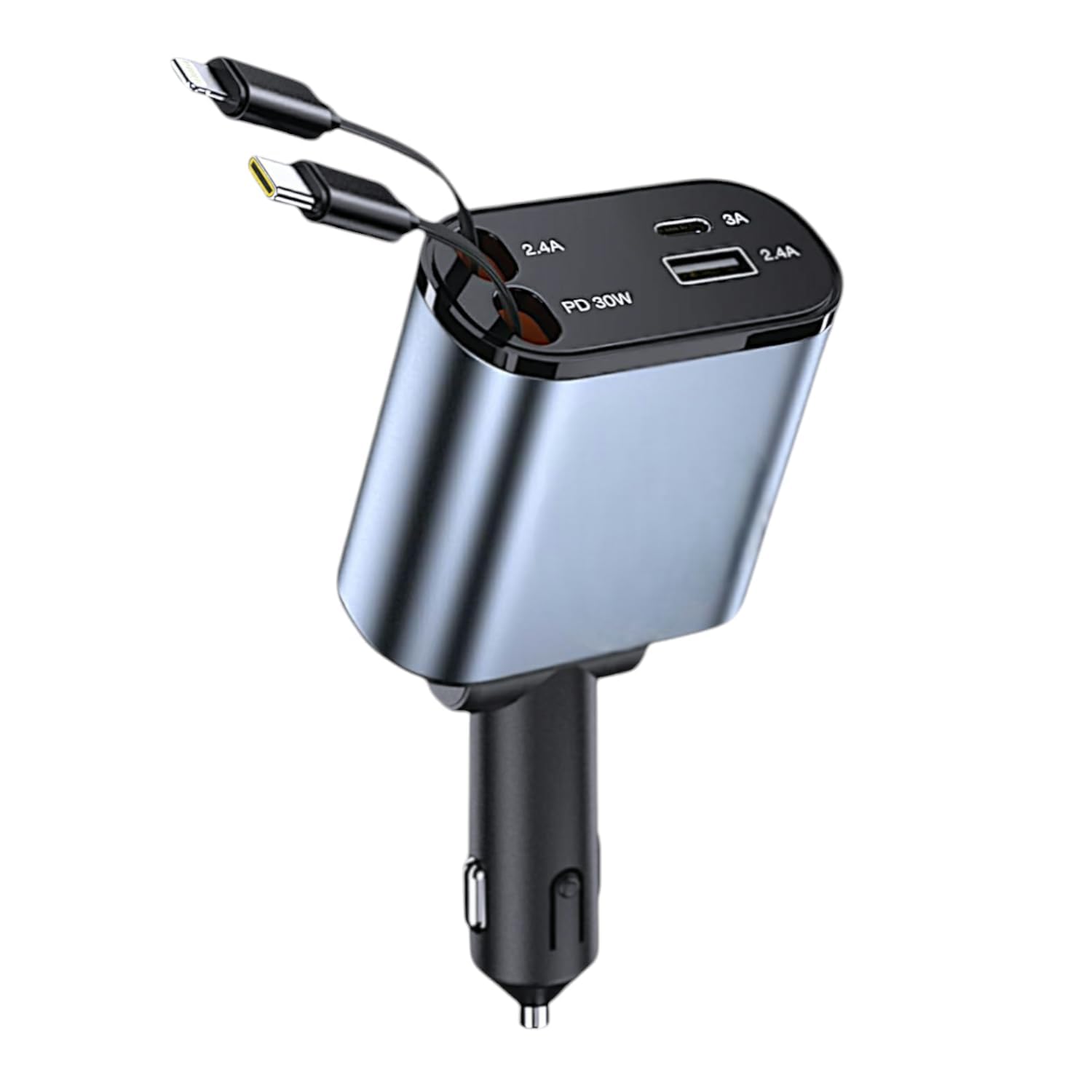 Retractable car Charger USB C, 4 in 1 Fast Car Phone Charger 120W, USBC and Lightening Car Adapter, iPhone 16 pro car Charger, Compatible with iPhone