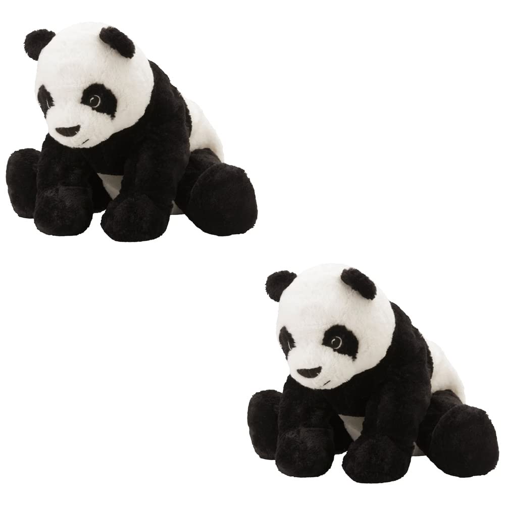 I-K-E-A KRAMIG Soft Toy, White/Black Soft Plush Panda Stuffed Animals Set of 2 + 1 HT Shoe Bag