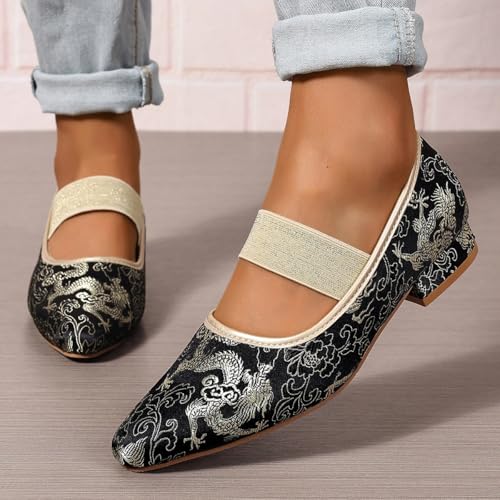 SACFOF Women Pointed Toe Mary Jane Flats Shoes Ankle Strap Comfortable Embroidered Round Toe Ballet Flats Shoes2