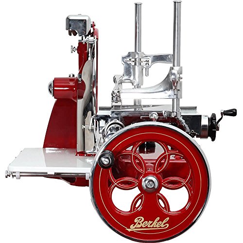 Berkel Volano P15 handbetriebene Aufschnittmaschine mit Blütenverziertes Schwungrad, Messerdurchmesser 285 mm Rot und… – Bild 3