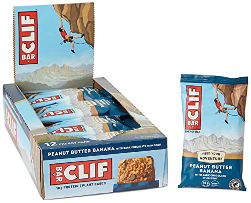 Clif Bar Energy Bars Source of Plant Based Protein Vitamin B12 B6 Peanut Butter Banana With Dark Chocolate 12 x 68g