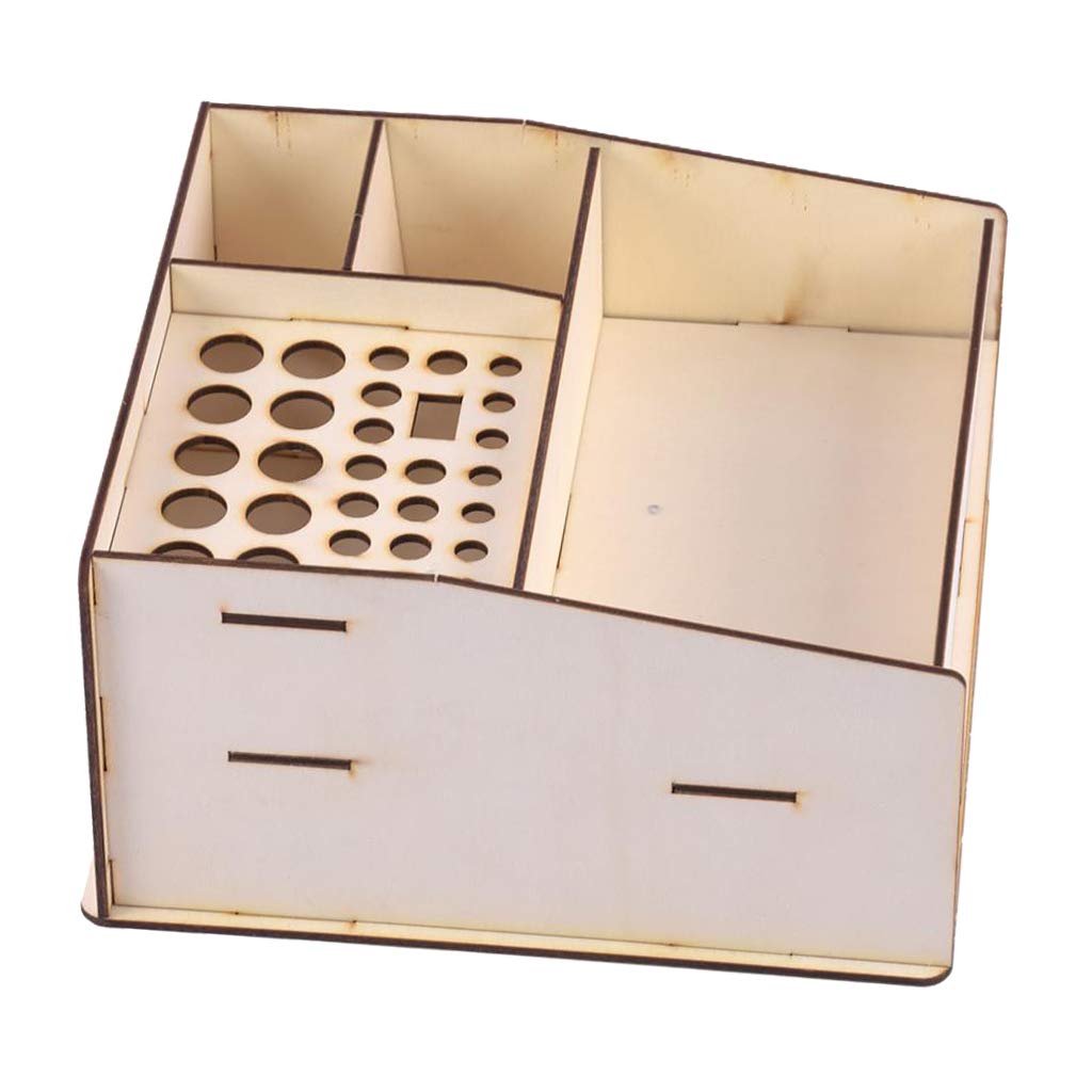 Hellery Wooden Paint Ink Bottles Brush Tools Stand Rack Storage Shelf Holder For Tool