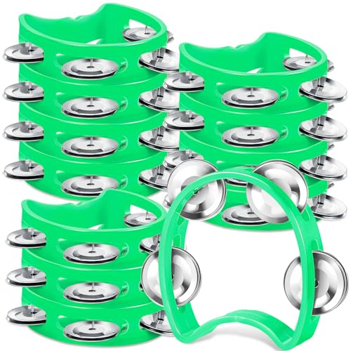 Lukmaa 12 Pcs Plastic Percussion Tambourine with 4 Bells Rhythm Musical Instruments for Adults Hand...