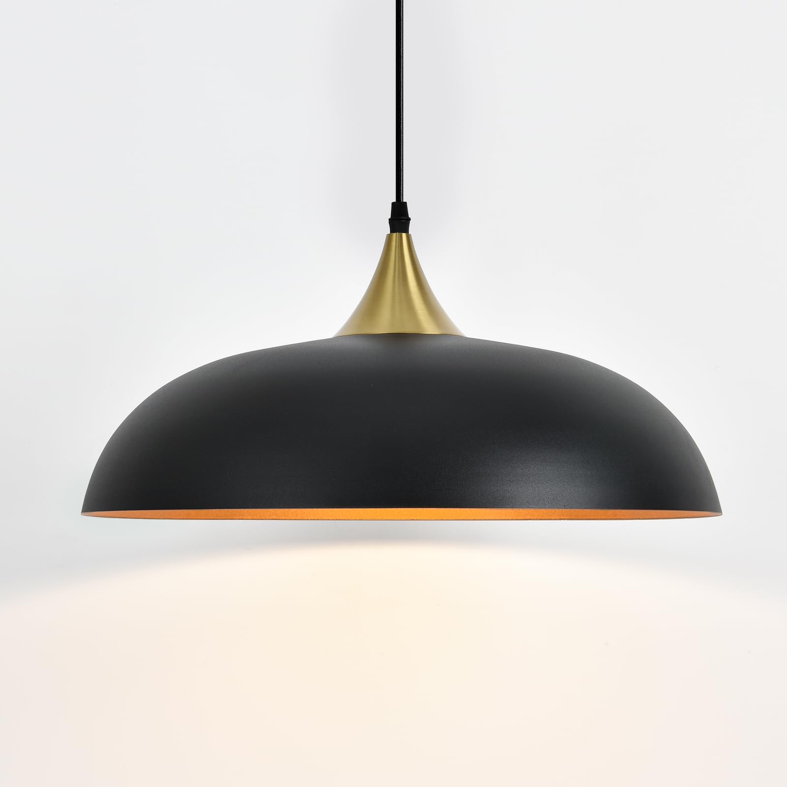 17.7" Large Pendant Light Fixtures, Dome Black and Gold Pendant Lights,Adjustable Pendant Lamps for Dining Room,Kitchen Island
