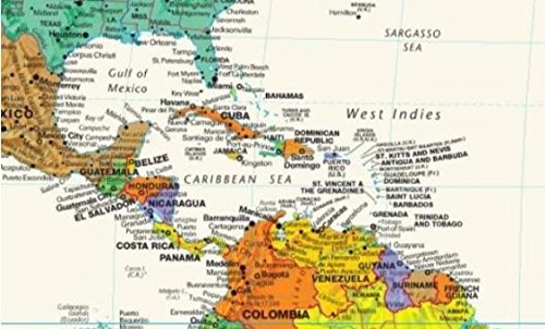 Miniatura 2 de Colorido mapa mural del Mundo en Tyvek 2016 edición mundo mapa detallado diseño contemporáneo actualizada