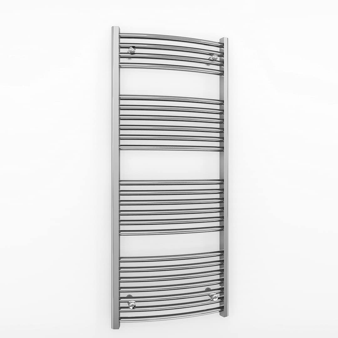Myhomeware 550Mm Wide Curved Chrome Heated Bathroom Towel Rail Radiator For Central Heating Uk (550 X 1200 Mm (H))