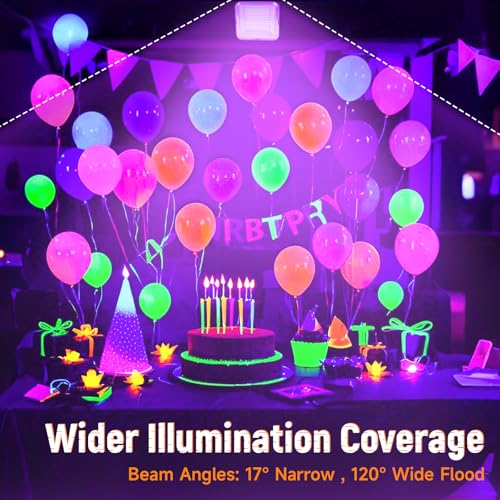 Image of Benss LED Black Ligh,Rechargeable 5000mAh 120 UV led, IP65 Waterproof & Magnetic, Long Runtime Ultraviolet Light for Neon Glow Party, Halloween, UV Posters, Body Paint, Fluorescent Art
