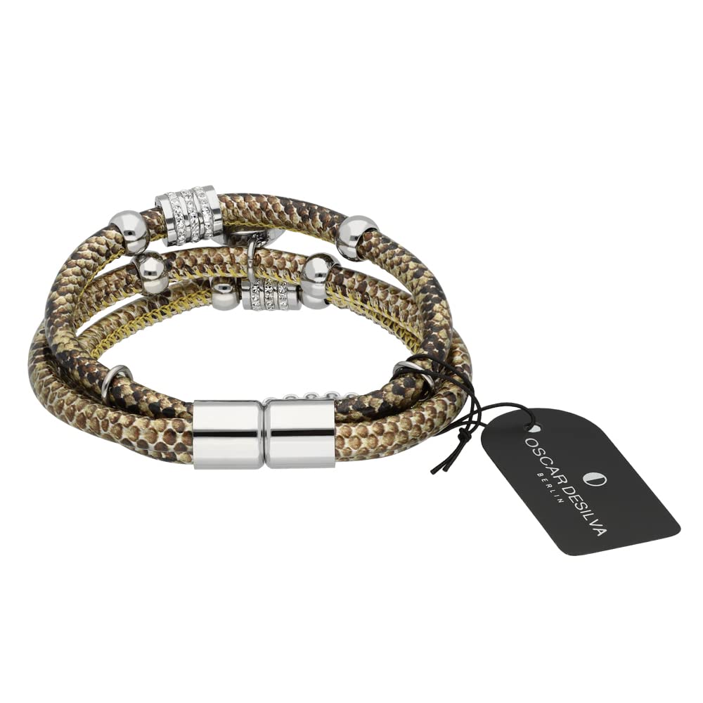Treuheld® Stoff-Armband in Schlangen-Optik | Anhänger | Kristalle