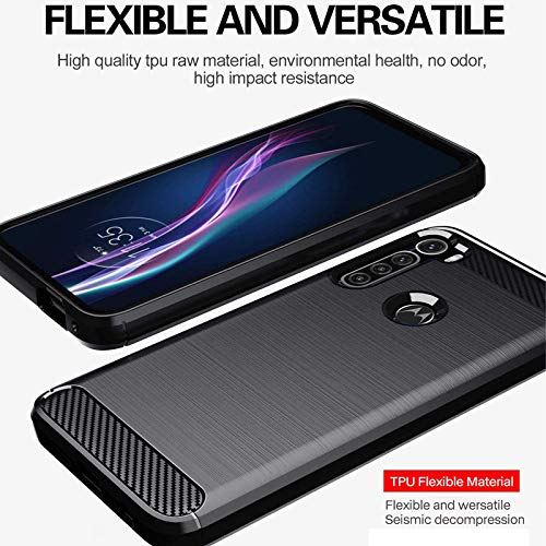 Image of NPRC Hybrid Ultra Slim Protective Case TPU Non-Slip Carbon Fiber Texture Shockproof Case Cover for Moto ONE Fusion Plus - Black