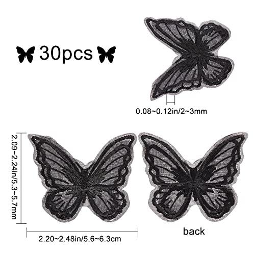 GORGECRAFT 30PCS Butterfly Lace Trim Double Layers Organza Black Butterfly Lace Fabric Sewing Embroidery Applique Patches for DIY Craft Wedding Bride Hair Accessories Dress Curtain - Image 2