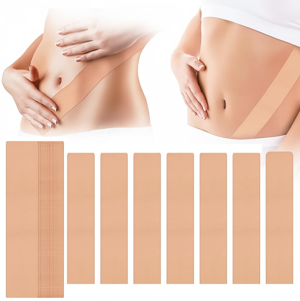 10 Pcs Tummy Tape Precut Belly Tape for Tummy Lift Invisible Lifting Tape for Stomach, Belly Tape, Stomach Tape for Belly Fat Tummy Tape for Flat Stomach Body Shaping Beige