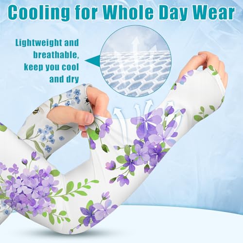 Image of Bebila Gardening Sleeves for Women Farm UV Sun Protection Anti-Scratch Cooling Sleeves with Thumb Hole Arms Cover Outdoors