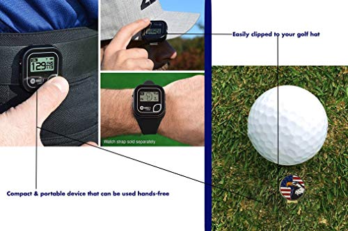 Golf Buddy Bundle Voice 2 GolfBuddy Voice2 Easy-to-Use Talking GPS, Black + 1 Custom Ball Marker Hat Clip Set (American Eagle)