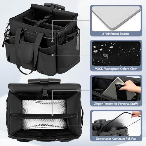 Image of Large Cleaning Caddy for Cleaning Supplies Organizer, Rolling Cleaning Caddy Bags with Wheels for Housekeepers, Cleaning Carts on Wheels for Home Car Office Picnic