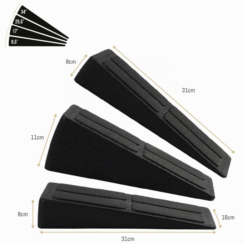 Bozeera | Cuneo Fisioterapia Set | per Stretching Polpacci e Gambe: Cuneo Squat, Squat Wedge, Rialzi per Squat, Rialzo Squat, Pedana Squat | incl. Guida Video, Poster e Borsa