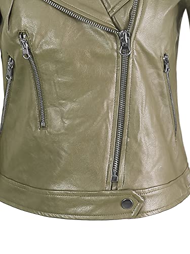 A2Y Women's Classic Faux Leather Zip Up Rider Style Moto Biker Jacket4