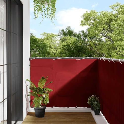 Roter Balkon-Sichtschutz 120x700 cm 100% Polyester-Oxford, wasserfest UV-beständig, mit Aluminium-Ösen für Terrasse Garten Pool Privatsphäre & Sonnenschutz im Außenbereich