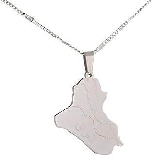 Stainless Steel Iraq Map Pendant Necklace Gold Color Jewelry Map of Iraq Necklaces