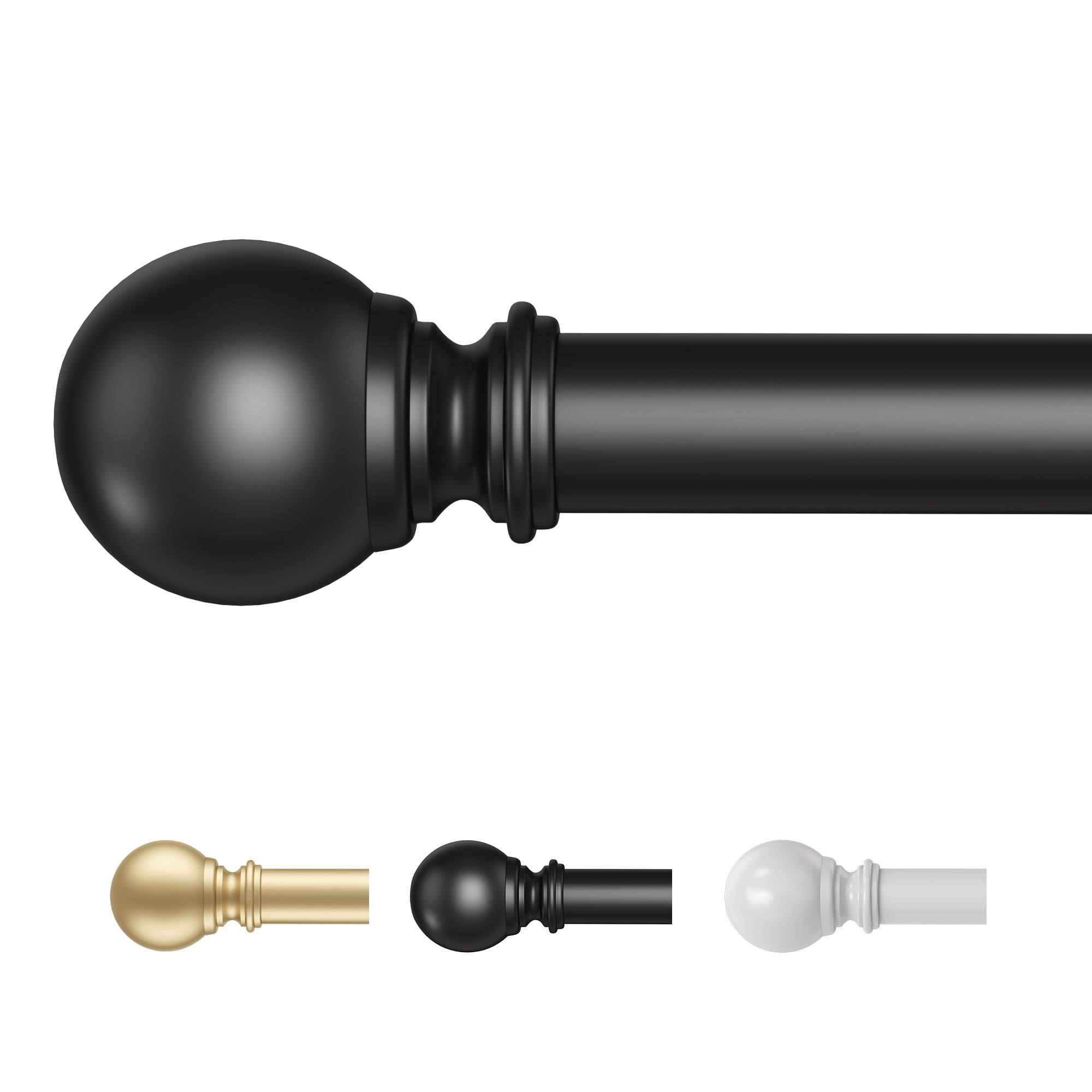 Time Forest Black Curtain Poles 76 To 305Cm, 16Mm Diameter Thin Curtain Pole For Light And Medium Weight Curtains Metal Adjustable Curtain Rod For Eyelet Curtains For Windows Door