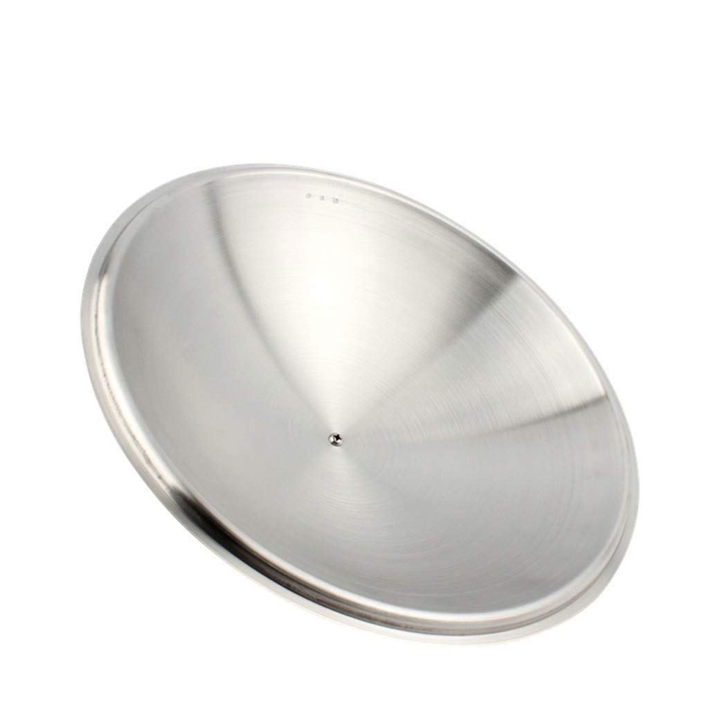 Tapa de Cacerola Tapa de Olla de Acero Grueso Arena de Acero Inoxidable Tapa de sartén Suave Olla de Madera Tamaño Giratorio 30 cm 32 cm 34 cm (Blanco 32 cm)