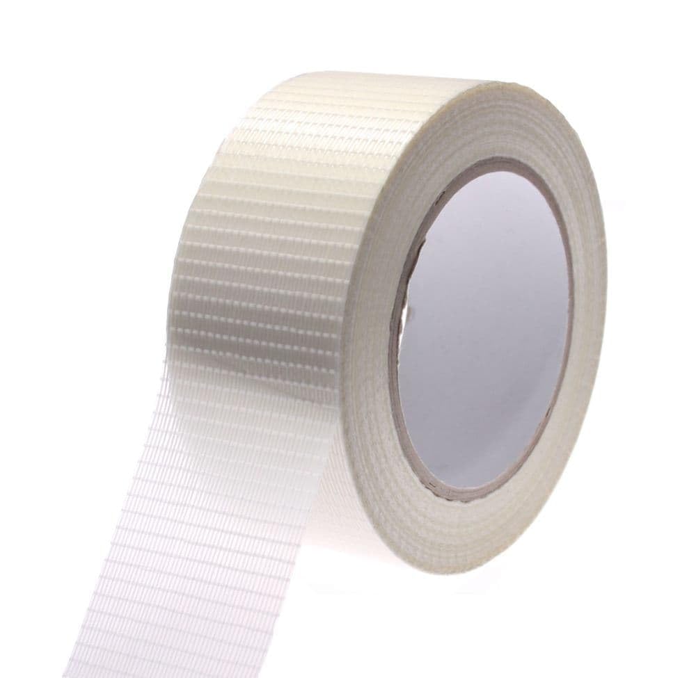 RFE Packing Strong Crossweave Reinforced Tape, 1 Roll of 50mm x 50m,Transparent Bi-Directional Filament Strapping Tape, Fiberglass Reinforced Tape,Heavy Duty Tape for Moving Bundling Sealing (1)