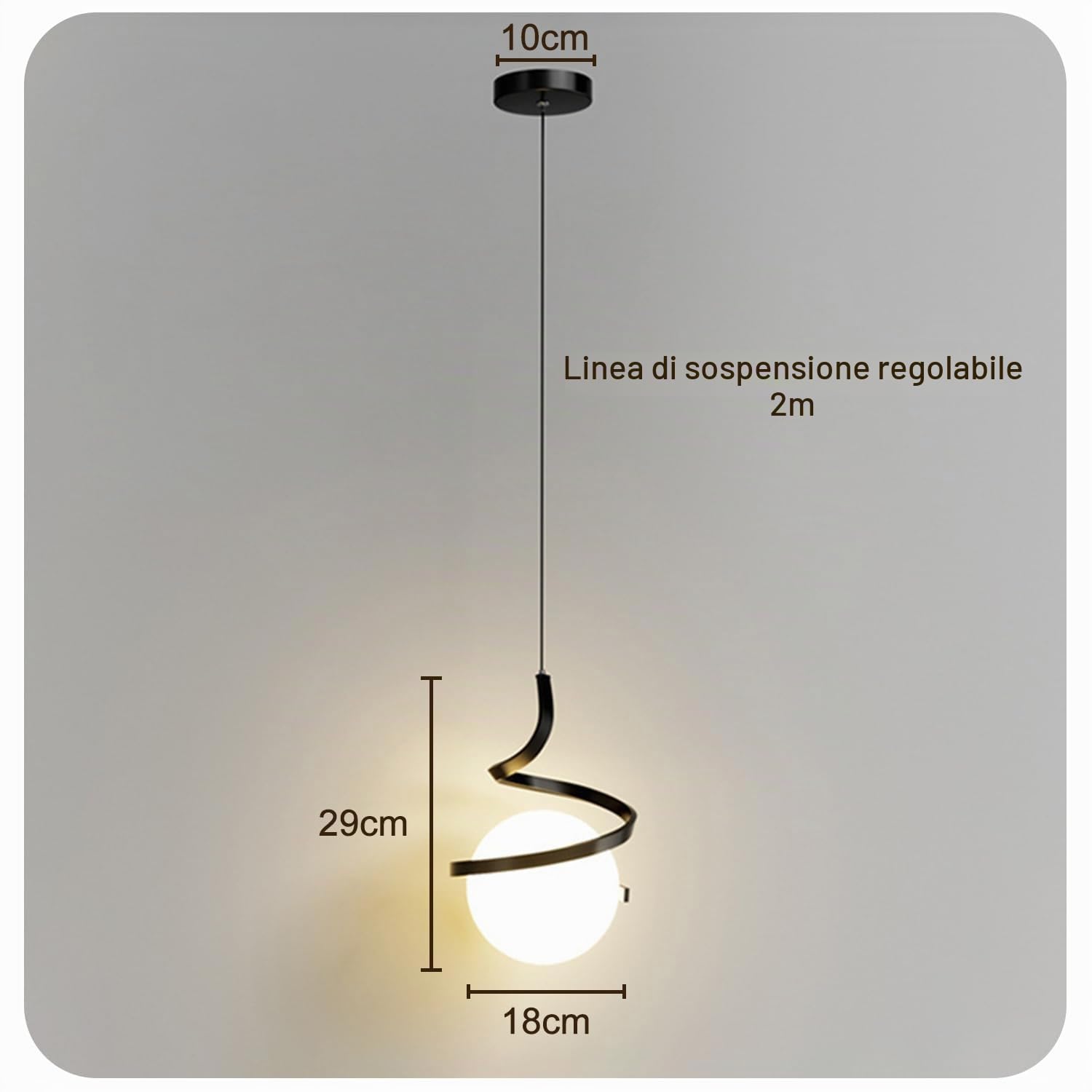 zhxinashu Lampada a Sospensione con Globo in Vetro per Camera da Letto | Lampada a Sospensione Nero, Lampadina G9 Non Inclusa, Cavo Regolabile da 2 Metri, Lampada Vintage per Comodino e Soggiorno