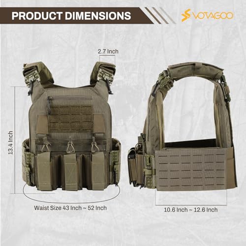 Image of VOTAGOO Gear Tactical Vest, Quick Release Lightweight Airsoft Vest, Adjustable Weighted Vest for Outdoor Hunting Training