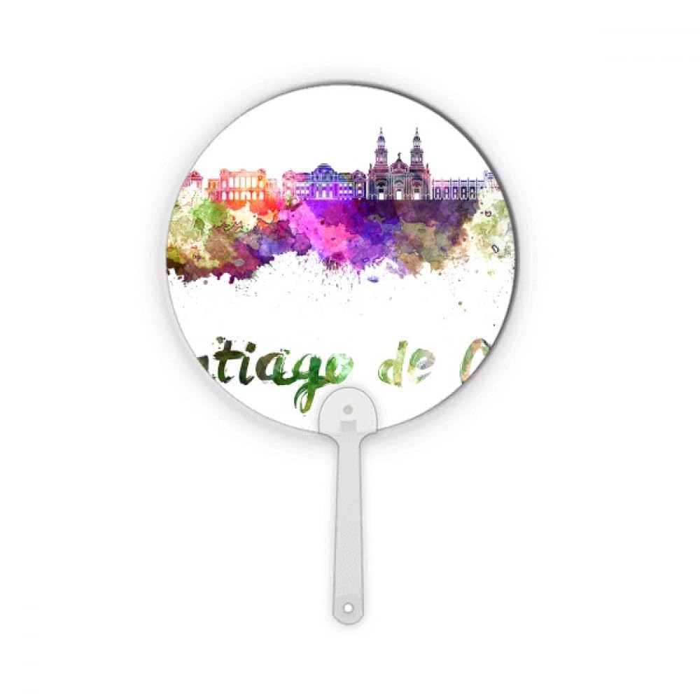 Aquarelle Santiago de Chili plastique rond pour décoration murale urbaine