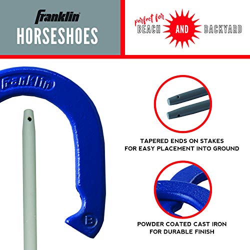 Image of Franklin Sports Horseshoes Sets - Game Sets for Adults + Kids - Includes (4) Horseshoes and (2) Ground Stakes