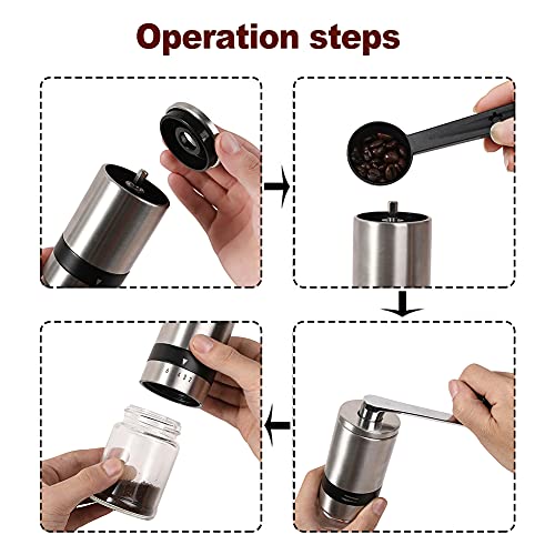 POHOVE Manuelle Kaffeemühle Einstellbare Grobheit Keramikmühle Handkaffeemühle mit 6 präzisen Einstellungsstufen für… – Bild 6
