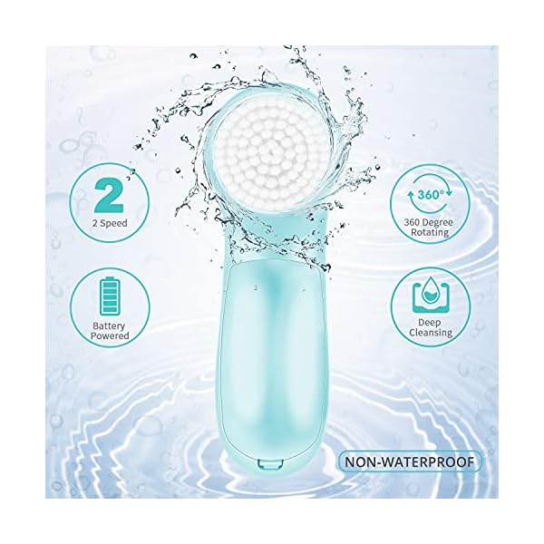 Electric Facial Cleansing Brush 7 in 1 - Fabuday Face Skin Spin Brush for Deep Cleansing, Gentle Exfoliating, Blackhead Removing and Massaging, Battery Operated Facial Cleanser Brush