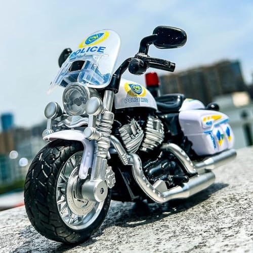 Image of Police Motorcycle Toy - Pull Back Motorcycle Toys, Tiny Gift with Music Lighting, Latte Motorcycles Toy for Kids Boys Age 3-8 Year Old [Multicolor] (Police Motorcycle-001-Multicolor)