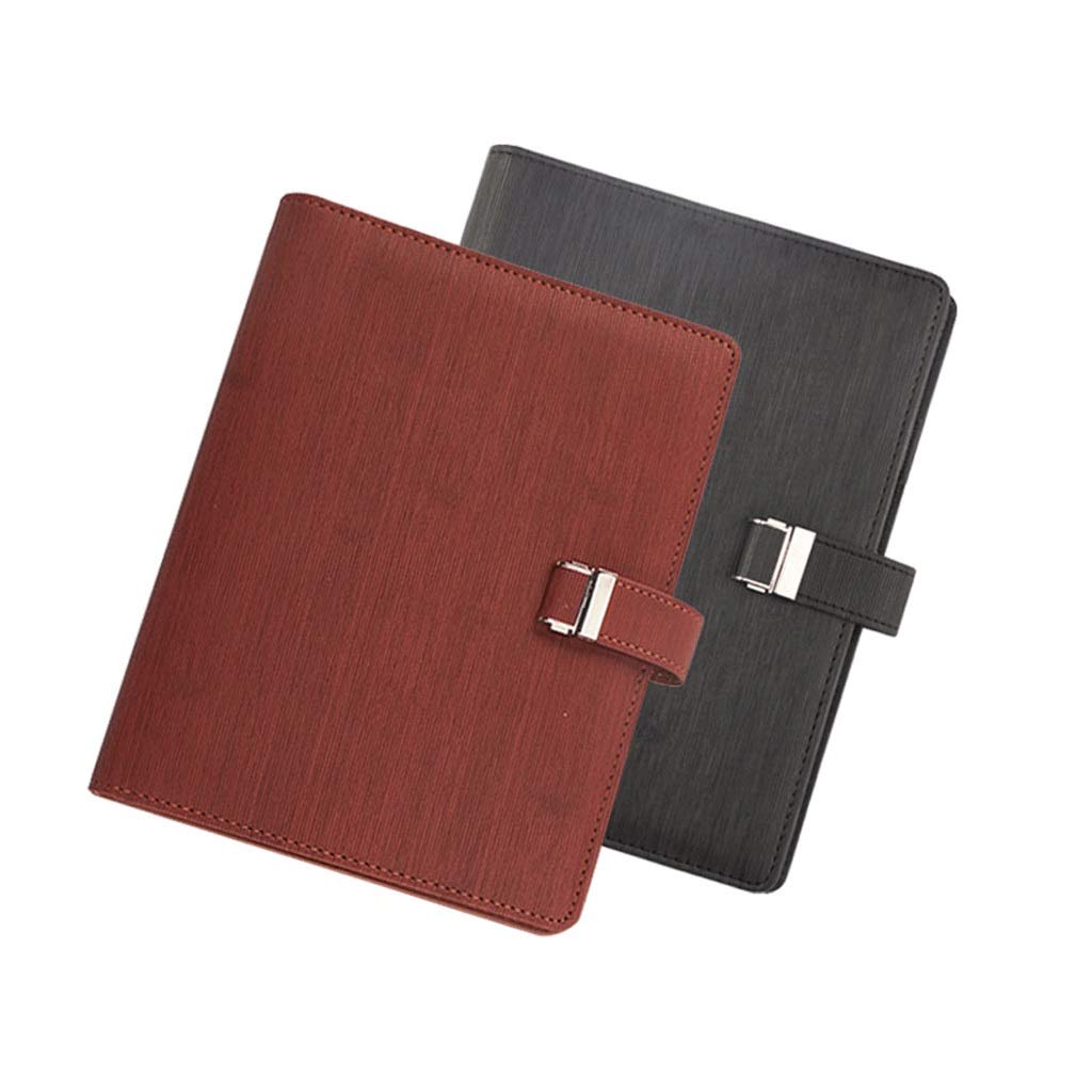 Cahier Notebook à Feuilles de Journal A5 Puce Notepad en Cuir Diarrière de qualité supérieure de 6 Trous Amovible for Fournitures de Bureau à Domicile Bureau et Maison (Color : Black)