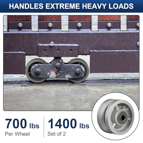 Image of 4 Inch V-Groove Steel Wheel, 7 /8 inch Wide 90 Groove, Fits 1 inch Angle Iron Track, Heavy Duty Industrial Track Wheel with Relief Groove, High Load Capacity(2 Pack)