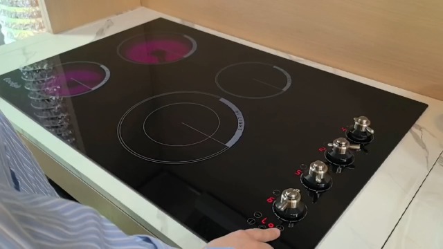Image of 29.13 Inch Electric Cooktop(Cut-out Size: 29.13 inchx19.3 inch) - 30 Inch 4 Burner Built-in Ceramic Stove 6700W, 240V Electric Cooktop 30 inch Knob Control, Child Lock, Timer, 220V Hard Wired (No Plug)