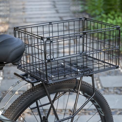 PINNAMAX Fahrradkorb aus Metall,Klappbar verstellbar, schwarz