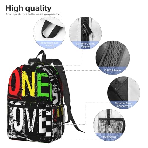 One Loves Jamaican Rasta Reggae 17 Inch Backpacks Multipurpose Laptop Backpack Double Shoulder Bag for Men Women Gifts4