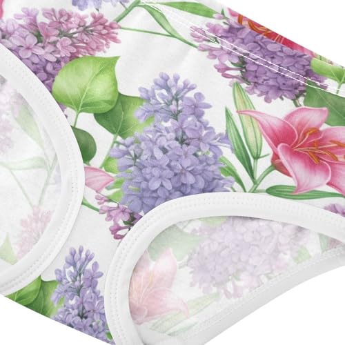 Joisal Colorful Lilies Lilac Flowers Little Girl Panties Toddler Underwear Floral Cotton Fun Print Underpants Briefs 2t4