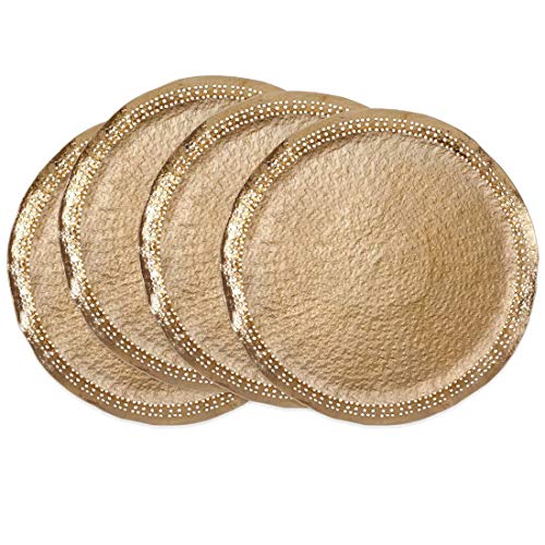 Platos decorativos metálicos perforados Fennco Styles 14 in, set 4 miniatura 1