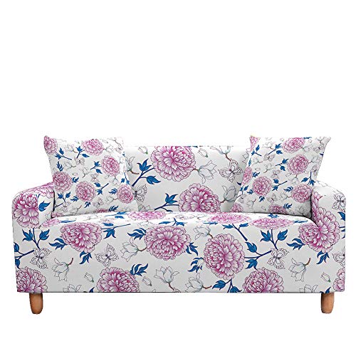 Housse de canapé extensible 4 places avec motif fleurs 3D