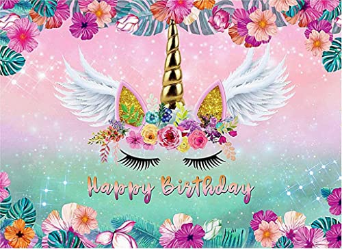 Image of 1 pc Unicorn Theme Backdrop Cloth (6.5ft X 5ft) Magical Unicorns Backdrop Curtain for Birthday Unicorn Theme Birthday Decorations (Pack of 1, Multicolor)