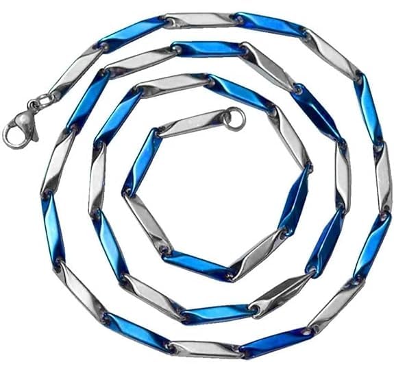 Blue chain for men combo necklace for men silver chains for men neck chain for men chain for boys men mens chain Stainless steel stylish long chains Locket Pendant golden chain fashion-370