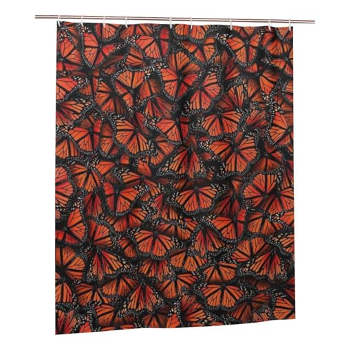 Rideau de douche en tissu imperméable et résistant imprimé papillons - 2