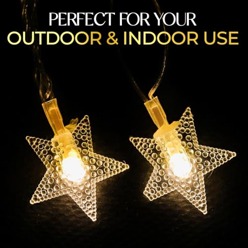 Image of Lexton Fairy 14 Star Shape LED String Light | Icicle Lights, 14 LED, Plug Sourced, 4 Meter Long | Suitable for Diwali, Birthday, Festival, Wedding, Lawn, Restaurants(Pack of 1, Warm White)