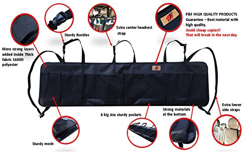 P&F PRODUCTS Car Trunk Organizer by P&F | Large Collapsible Cargo Net | Backseat Storage for CRV | Prius | Pickup | Mini Van